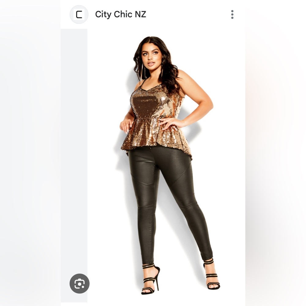 City Chic Women's Plus Size Sequin Sparkle V-neckline Fully Lined Cami